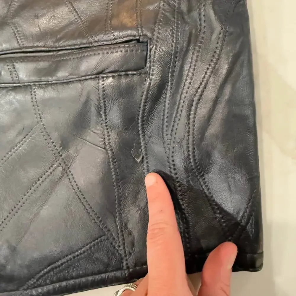 Vintage Duke Haband Genuine Leather Vest Black Mens Size XL Motorcycle Bikercore - Picture 5 of 7